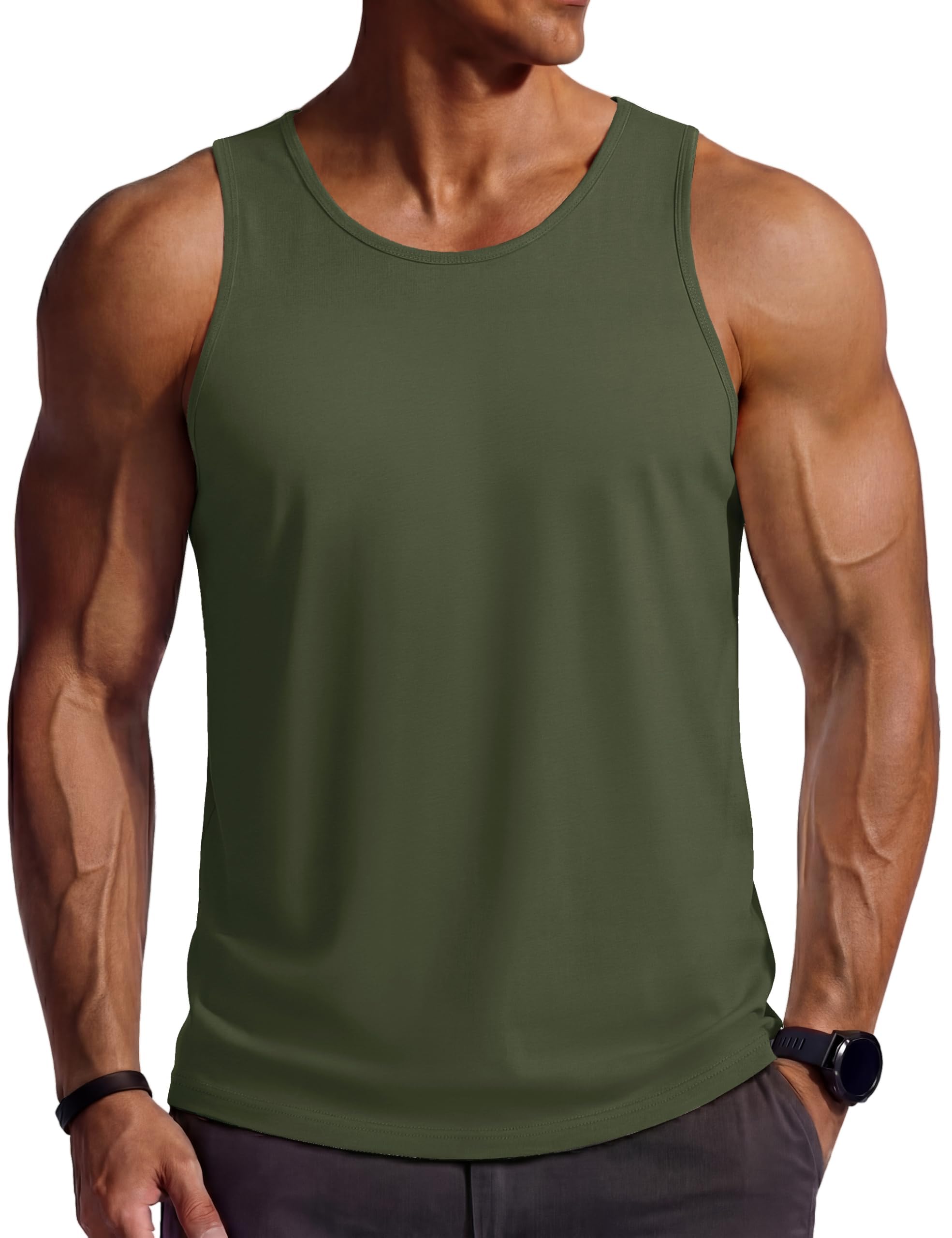 TACVASEN Camiseta Tirantes Hombre Gym Algodon sin Mangas Tank Top Secado Rápido Transpirable Fitness Entrenamiento Musculacion Verano Versatil