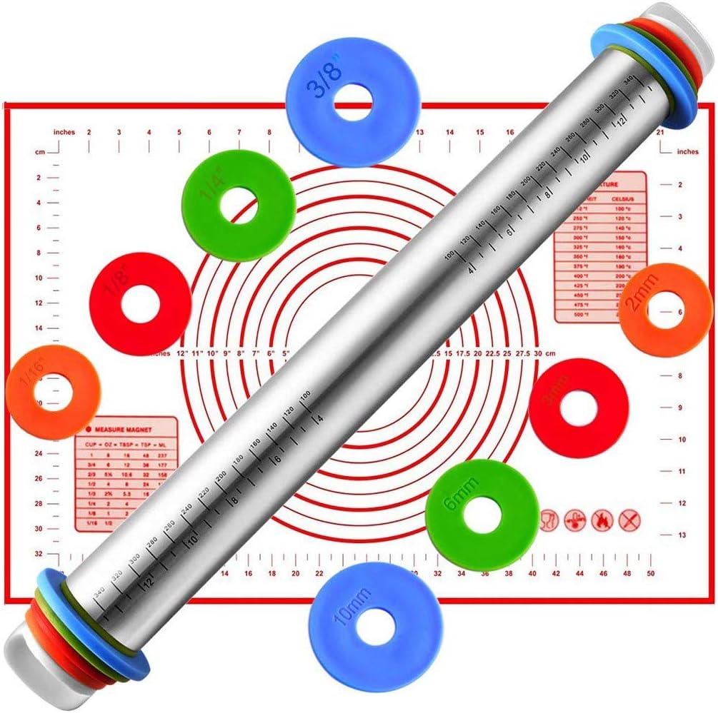Mattarello In Acciaio Inox HEPAZ Con Accessori - Per Pasta, Pane E Dolci Fatti In Casa - Foto 2
