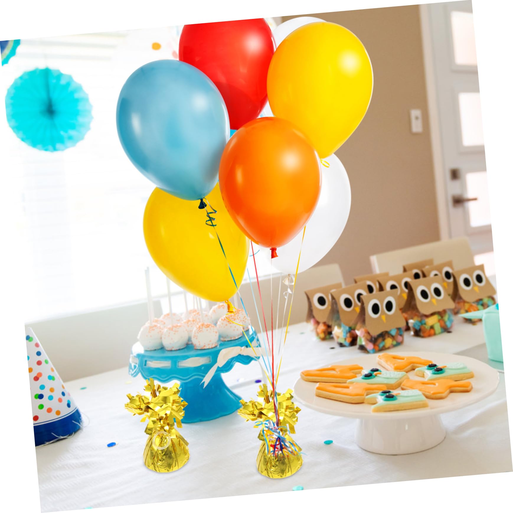 Blocchi Peso per Palloncini Oro 5 Pezzi in Alluminio | Palloncini a Elio e Lattice, Base da Tavolo per Feste e Cene, Accessorio Decorativo
