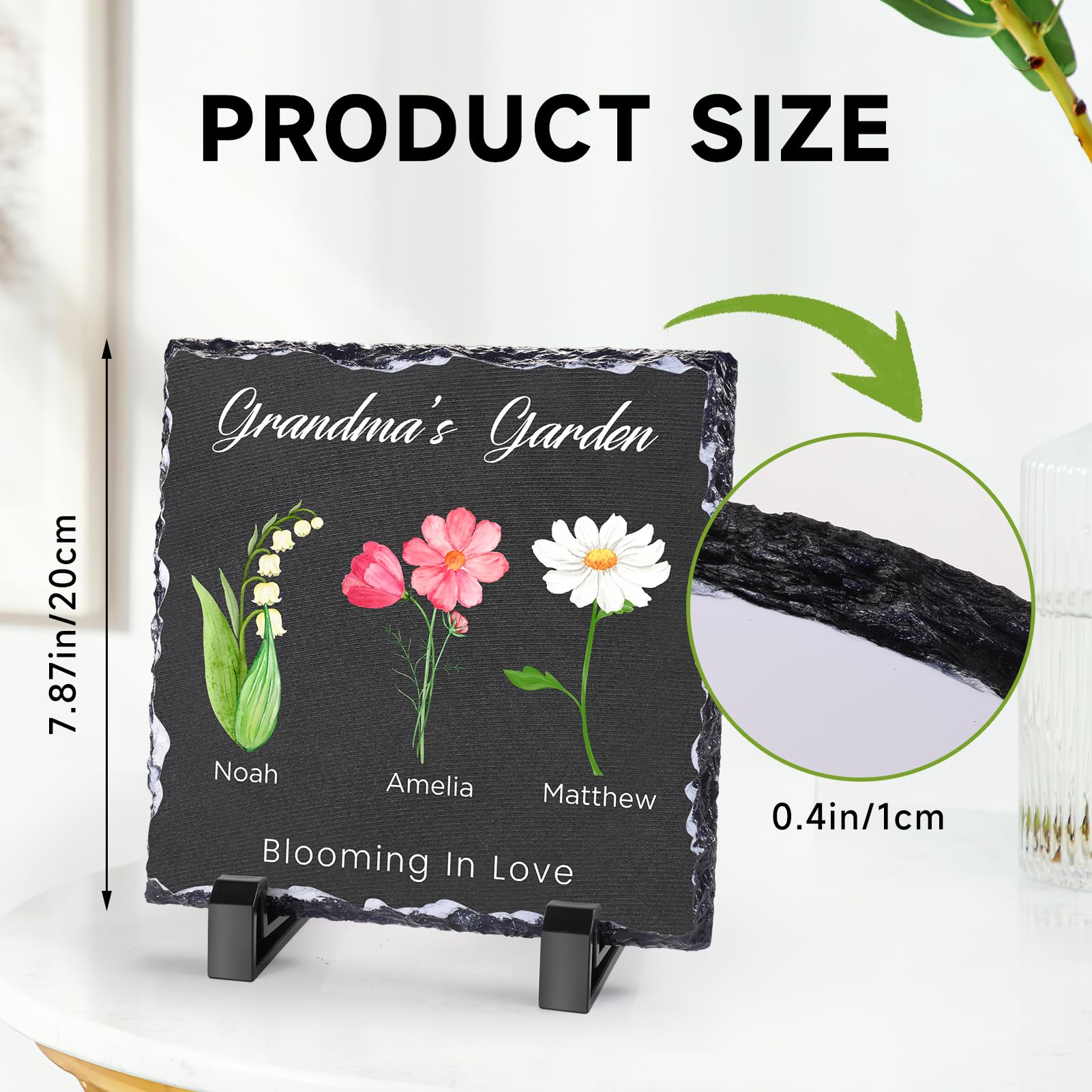 Piedra de jardín personalizada, piedra conmemorativa de jardín de flores con texto/nombres, regalo para abuela, día de la madre, regalos de cumpleaños