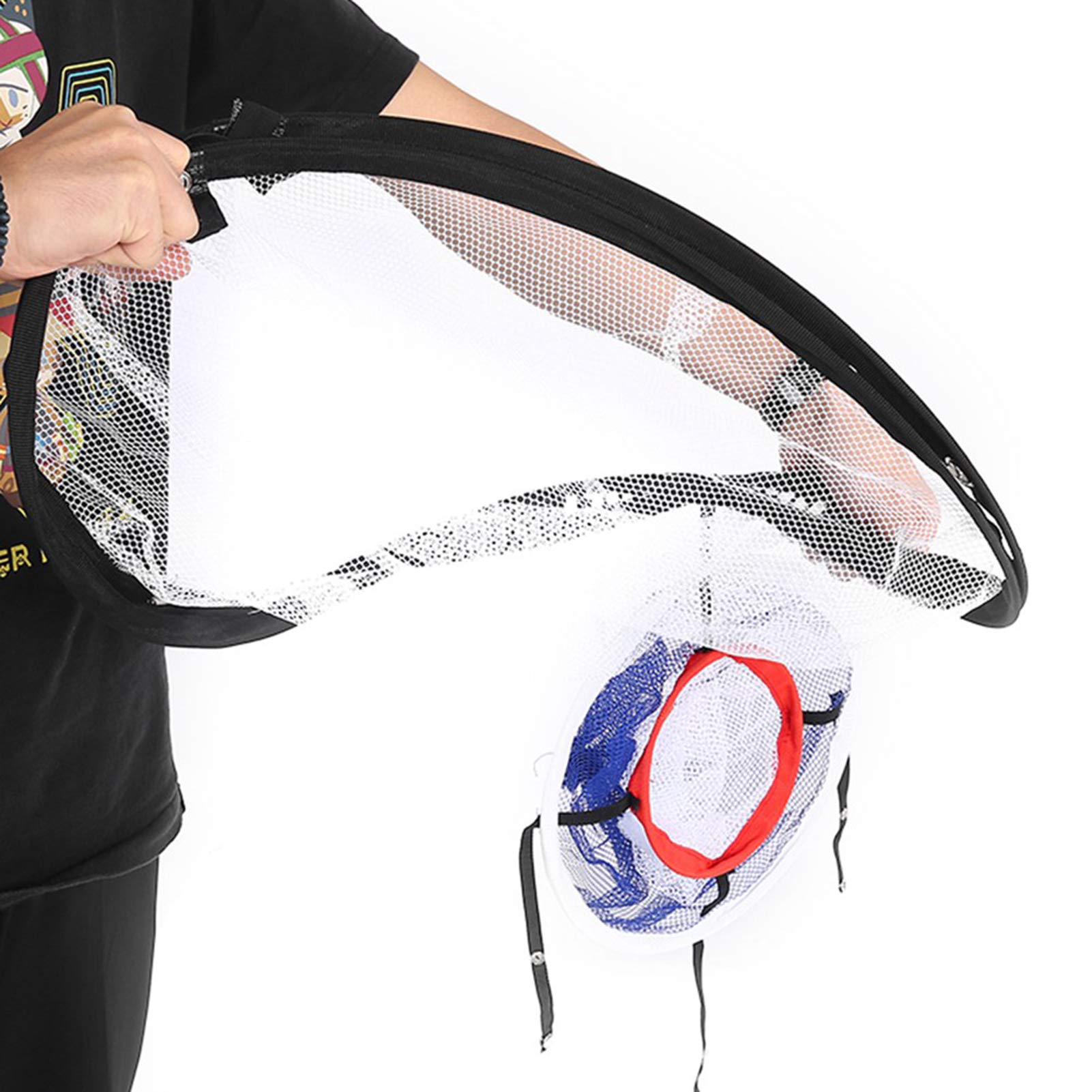 RiToEasysports Malla de Nailon Negro Plegable Golf Chipping Net Balls Collector Bracket Bag Accesorio de Entrenamiento