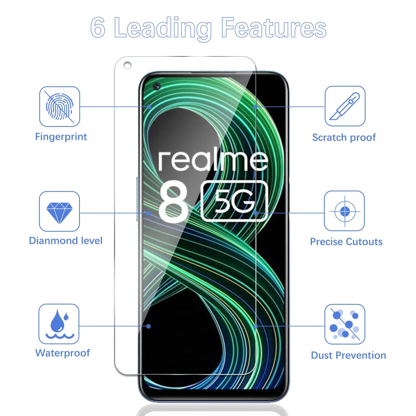 GXAYZ [3 Pezzi] Vetro Temperato per Realme 8 5G 9H