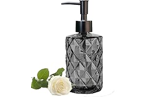Sophisticated and Functional: Black Glass Soap Dispenser with Plastic Pump