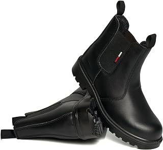 Rock Reptile MENS LEATHER SAFETY DEALER BOOTS S1P TWIN GUSSET CHELSEA WORK STEEL TOE CAP WATERPROOF SHOES SIZE