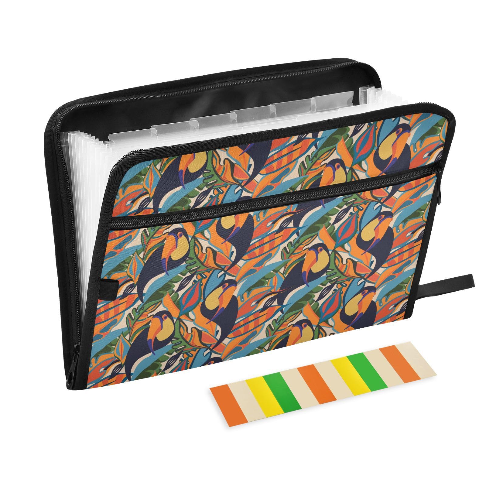 13 Pocket Organizer Watercolor Tropical Leaves Expanding File Folder ...