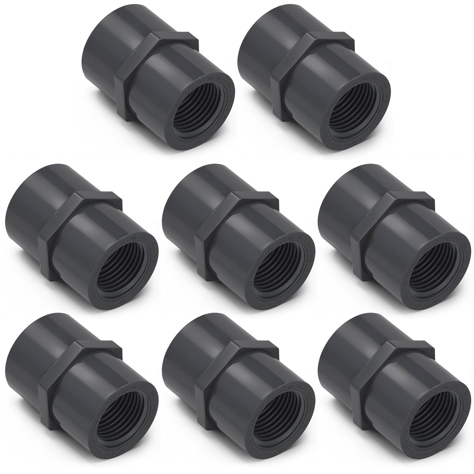 8 Pcs 1/2 Inch PVC Pipe Fitting Female Adapter Schedule 80 Socket x Npt Compatible with 835 Series Heavy Duty Industrial Grade Corrosion Resistant Plumbing Irrigation Connector for Water