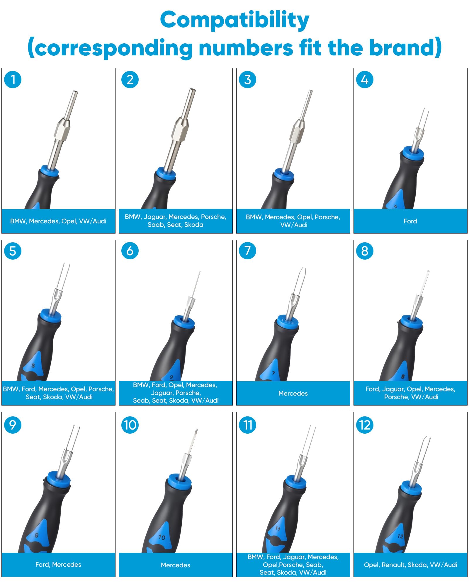 RUIZHI 23-TLG Terminal Removal Tool Kit – per la rimozione di connettori di cablaggio del veicolo, connettore universale per auto con guanti, adatto per morsetti rotondi e piatti