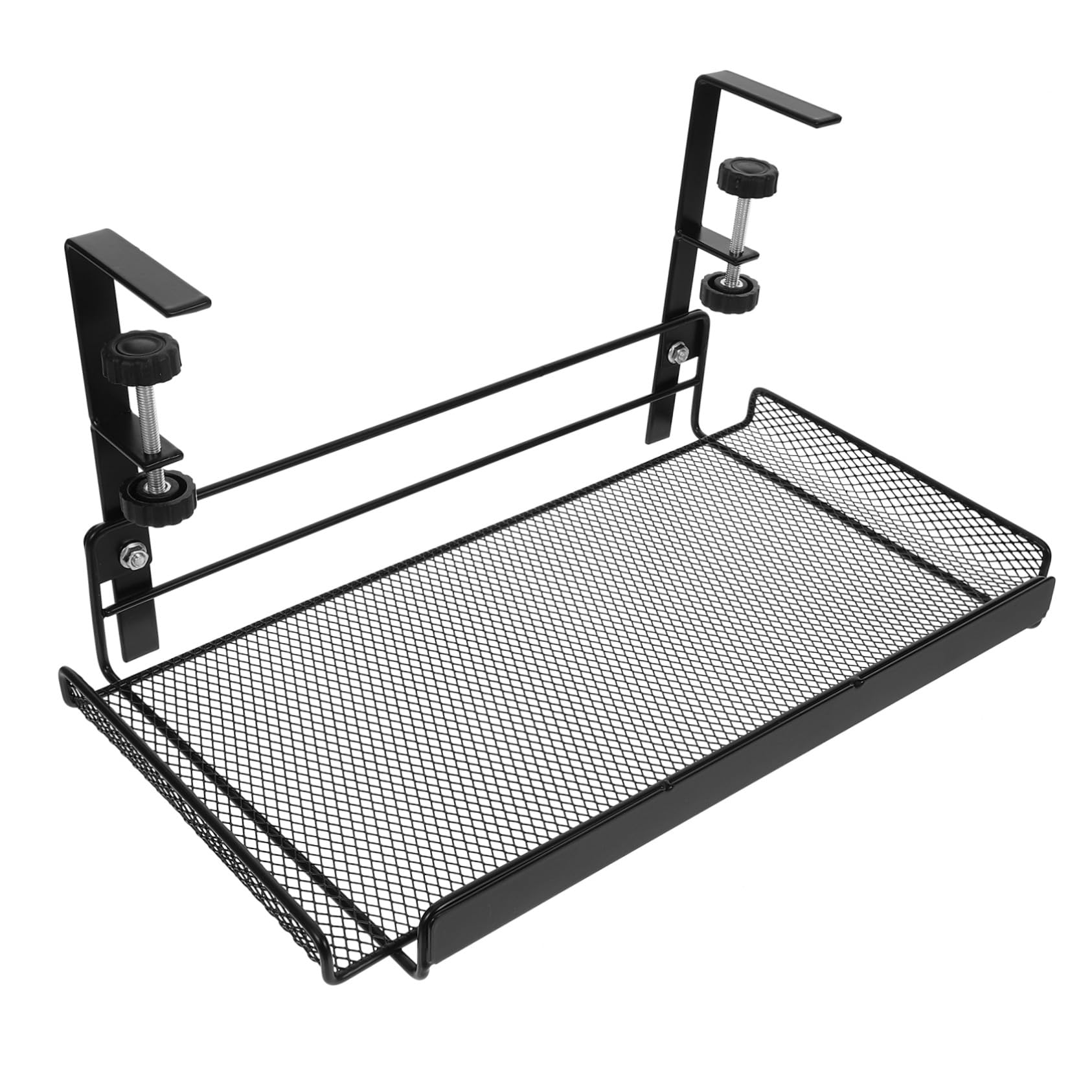 NOLITOY Organizador Metálico Ajustable para Debajo de Escritorio Cesta Colgante Resistente para Almacenamiento de Archivos y Libros para Oficina y Hogar Color Negro Elegante