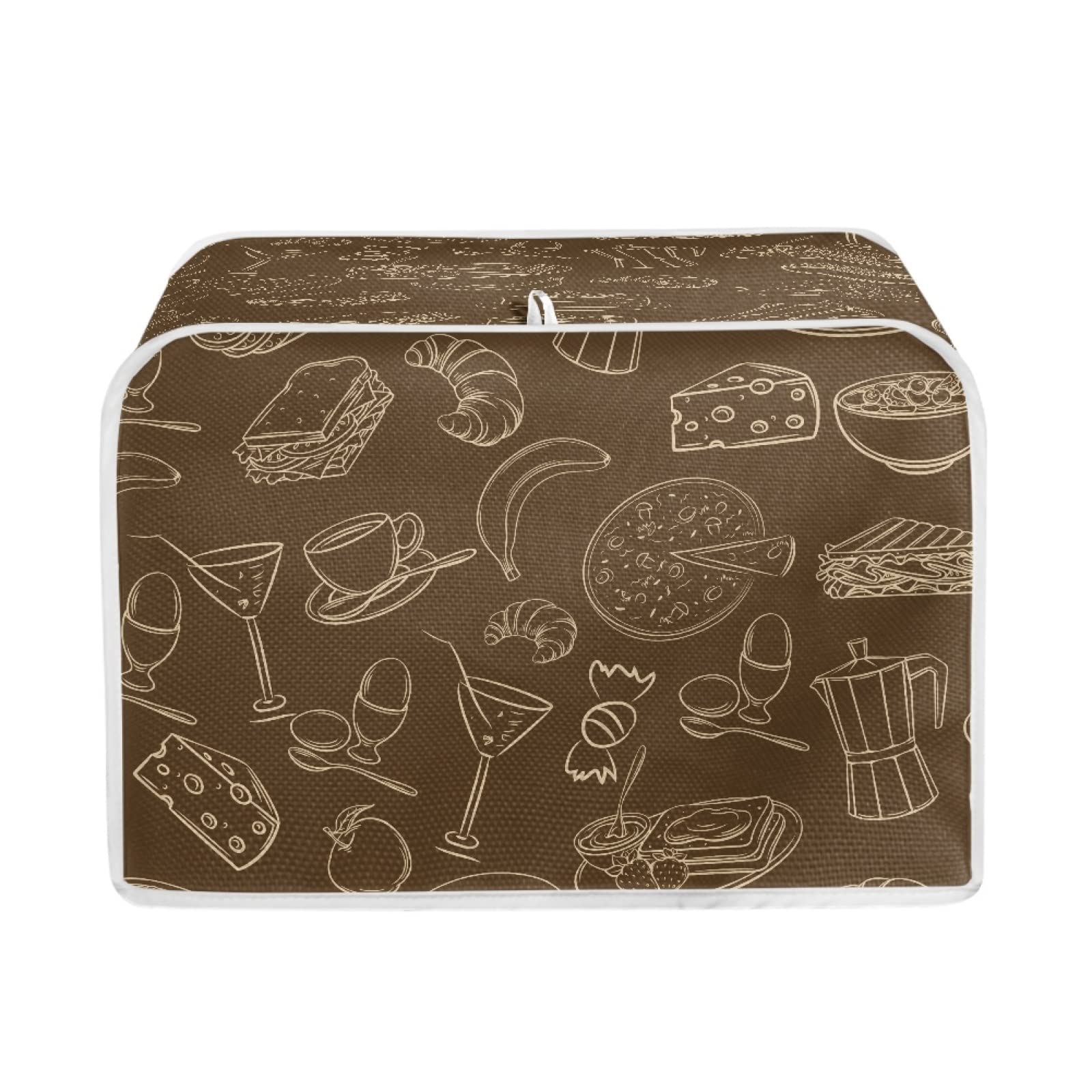 TOADDMOS Food Brown Toaster Cover 2 Slice,Fashion Kitchen Appliance Cover Toaster Dust and Fingerprint Protection and Decoration — image 1
