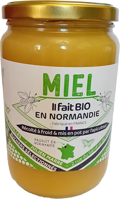 Miel Bio de Normandie (1 Kg), Délicieusement crémeux et récolté à froid | origine France | certifié 