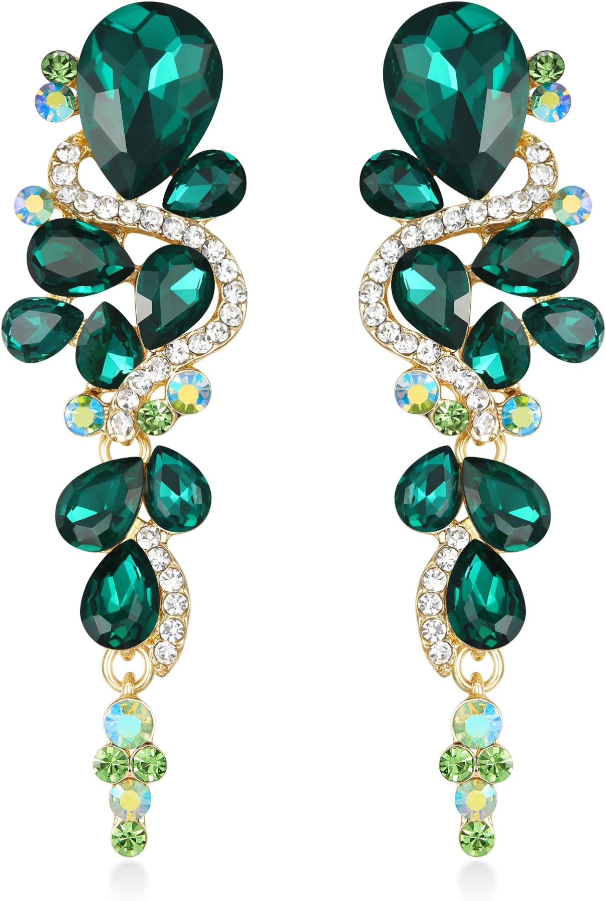 Women's Bohemian Boho Crystal Wedding Bridal Multiple Teardrop Chandelier Long Dangle Earrings