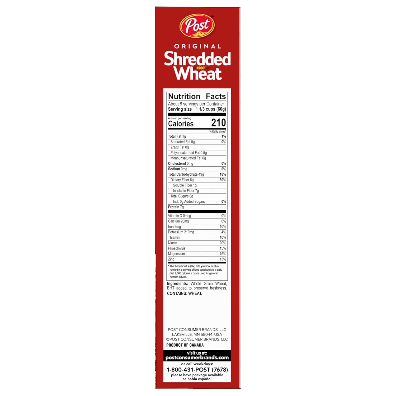 Post Original Shredded Wheat, Whole Grain, Non-GMO, Heart Healthy Breakfast Cereal, 16.4 Ounce Box (Pack of 6)