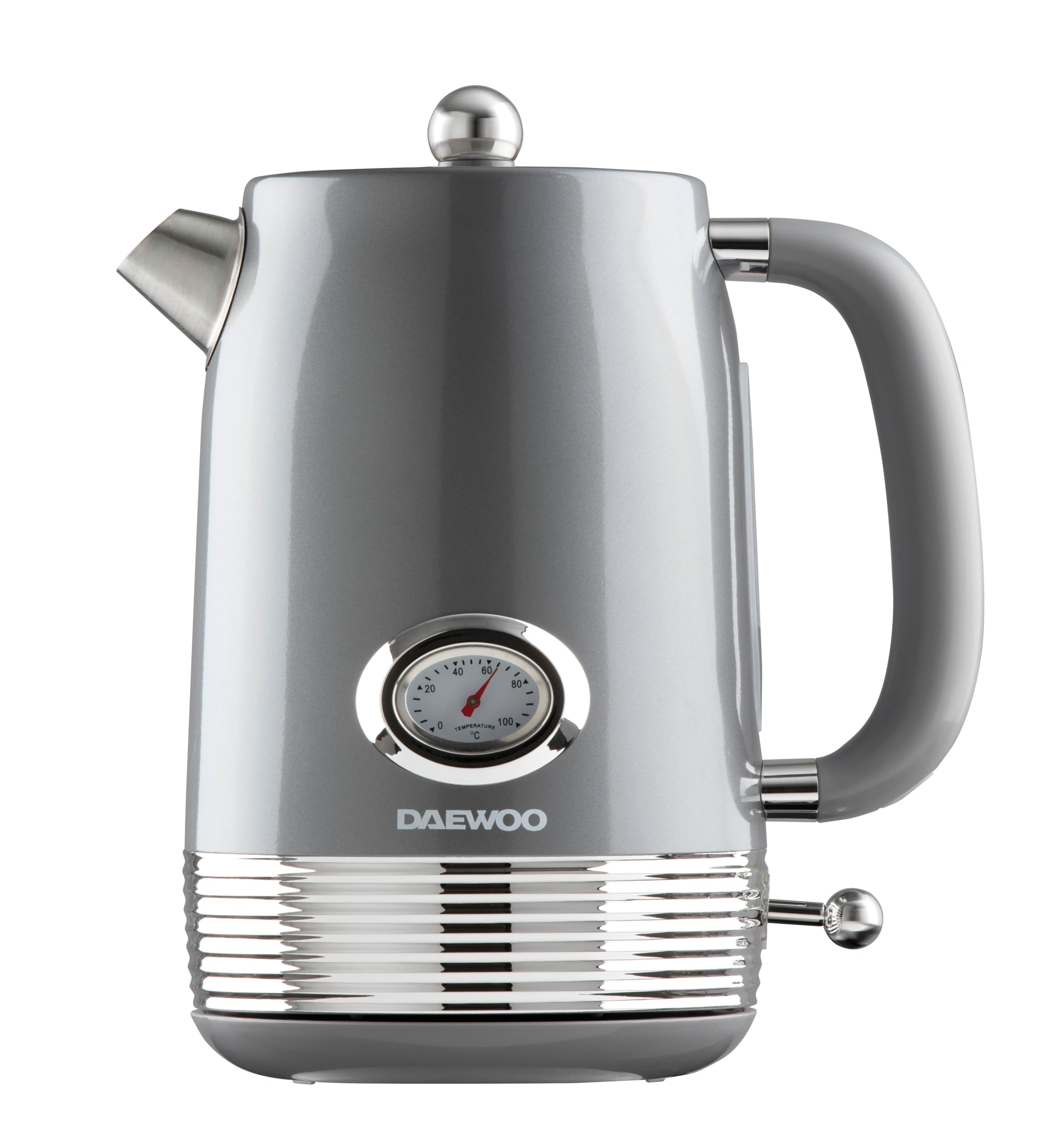 Daewoo Unisex Grey 1.5L 'Denver Collection' Retro Kettle 6-Cups-In-1-Boil Jug Temperature Gauge In
