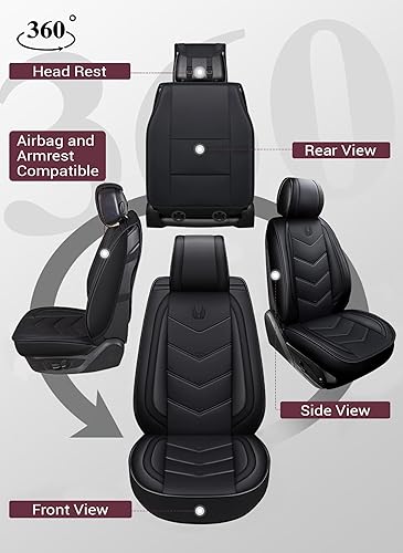 Miniatura 2 de OASIS AUTO OS-003, Fundas de cuero y tela para asientos de automóvil. Cubierta acojinada de cuero sintético para autos, SUV, camioneta Pick-up,