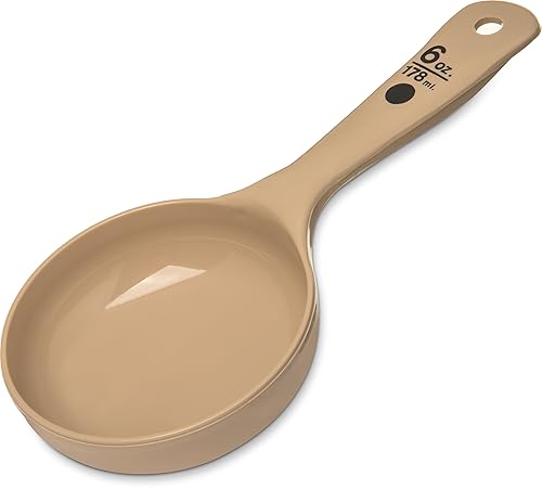 CFS Measure Miser - Cuchara medidora de plástico con mango corto, 6 onzas, beige (paquete de 12)