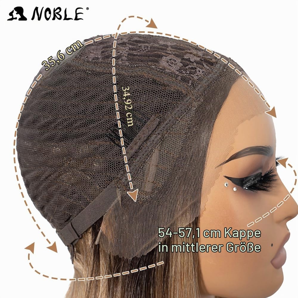 NOBLE Bob Perücken für Frauen Kurz T Teil HD Lace Front Perücken Ombre Braun Blond Synthetische Stumpf geschnitten Bob Lace Front Perücken für Party und Alltag 10 Zoll