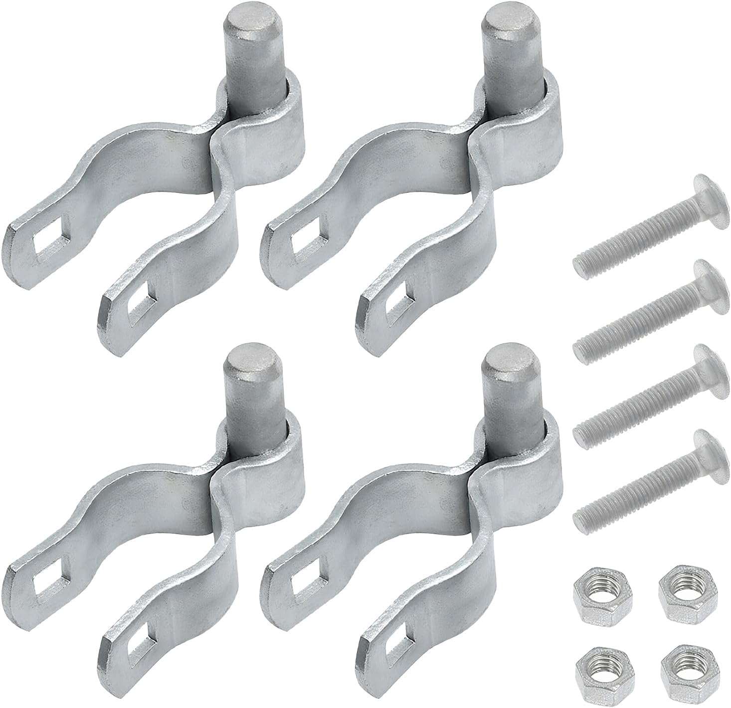 1-5/8" Chain Link Fence Frame Gate Post Male Hinge, Pack of 4, Galvanized Steel Gate Hinge for Fence Posts, Bolts & Nuts Included
