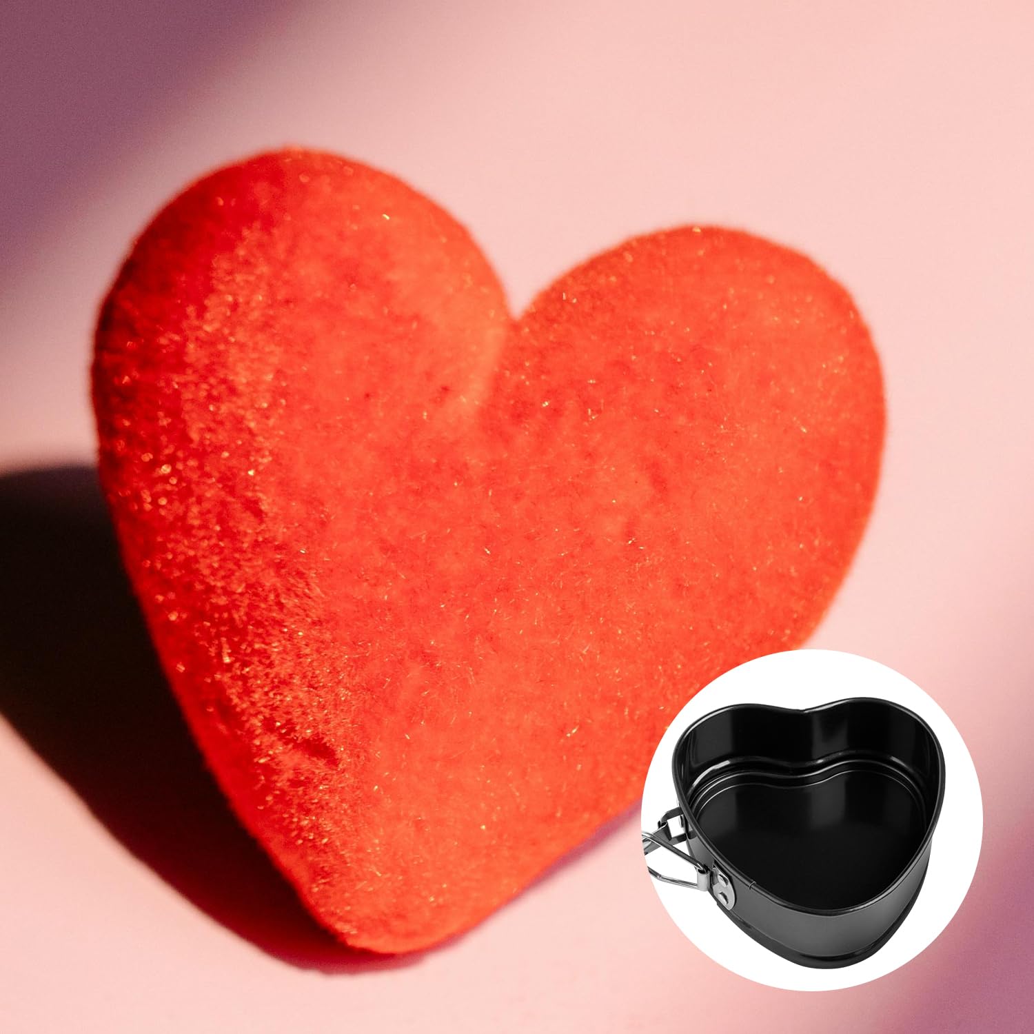Luckious 4-Inch Heart-Shaped Springform Cake Pan, Non-Stick Carbon Steel Chiffon Cake Mold with Removable Bottom - Image 4