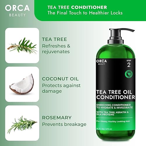 Miniatura 4 de Tea Tree - Juego de champú y acondicionador de 2 x 16 onzas, champú y acondicionador para cabello graso, cuero cabelludo seco, juego de champú
