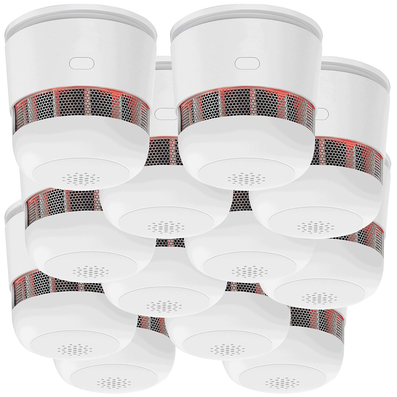 VisorTech 12er-Set Mini-Rauchwarnmelder, 85 dB Alarm, 10 Jahre Batterie, EN 1460