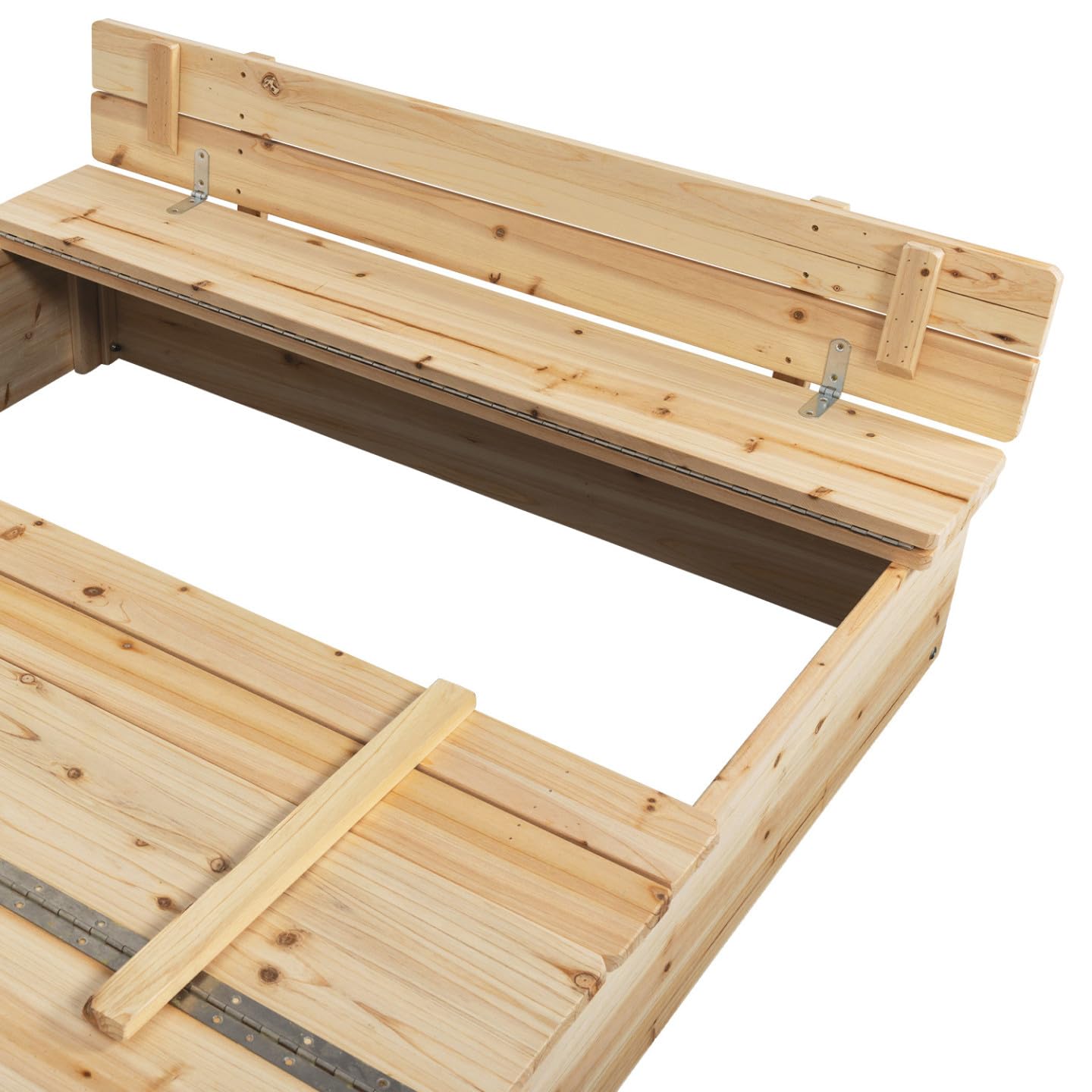 IDMarket - Bac à Sable Funny Bois refermable avec 2 bancs et bâches de Protection