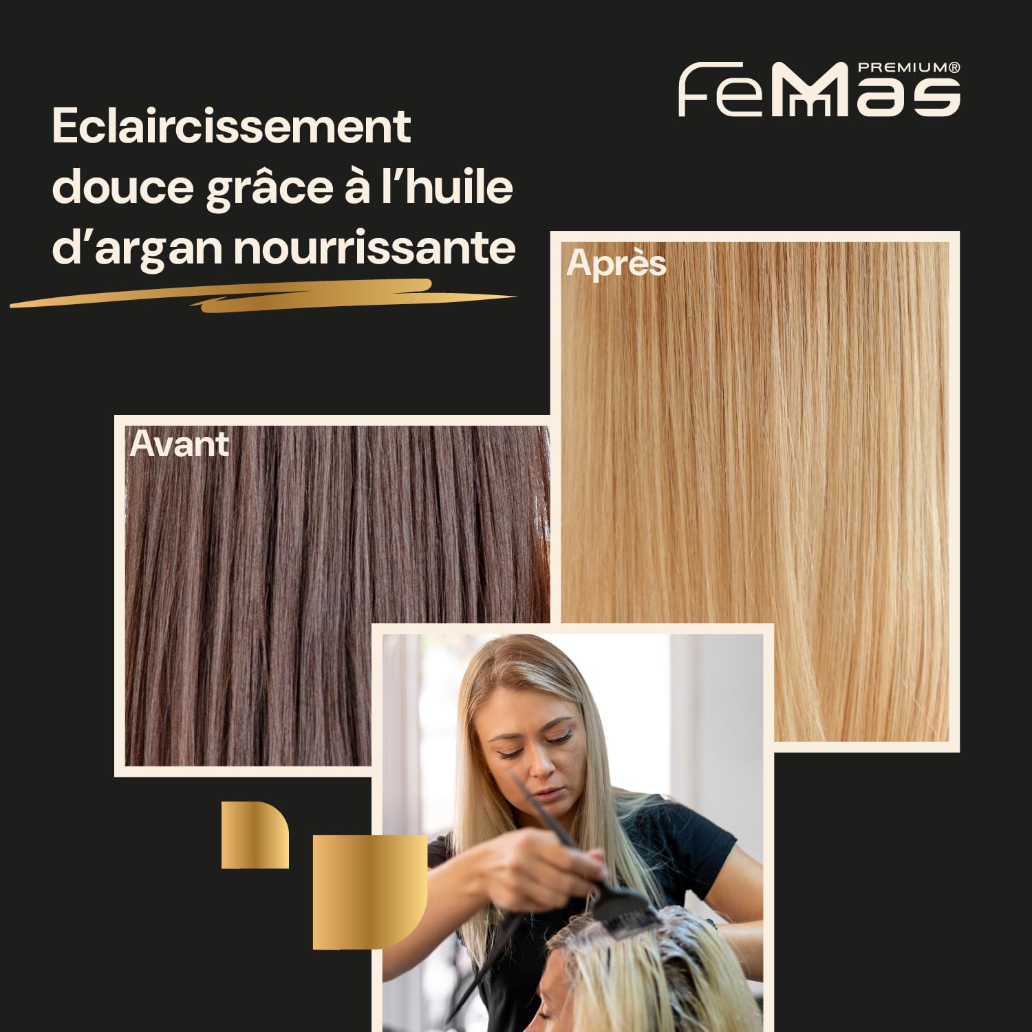 FemMas poudre décolorante bleue 1000g I Avec technologie Plex et huile d'argan I Blondissement uniforme I Ultra fort et sans poussière I Blanchiment cheveux pour des éclaircissements jusqu'à 9 nuances
