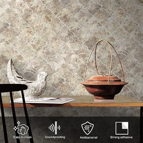 Miniatura 4 de COLAMO Protector contra salpicaduras de lujo para despegar y pegar, mezcla de piedra sintética, azulejos adhesivos inteligentes dorados, para pegar