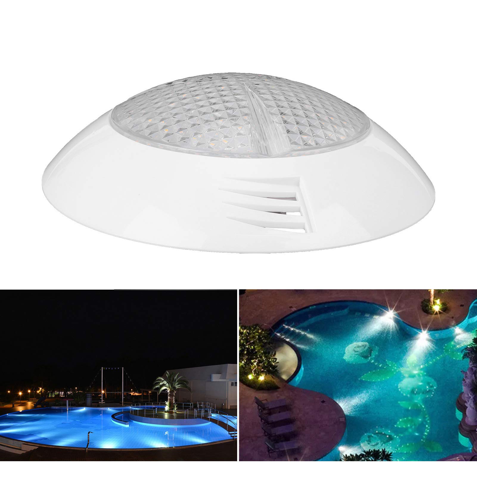 HEEPDD Podwodna do Basenu Podwodna 160 Diod LED 1500 LumenóW 6000 K Białe światło o średnicy 10,2 Cala AC12V 18 W IP68 Wodoodporna do Basenów Zewnętrznych Fontanny Stawy Jasne Otoczenie