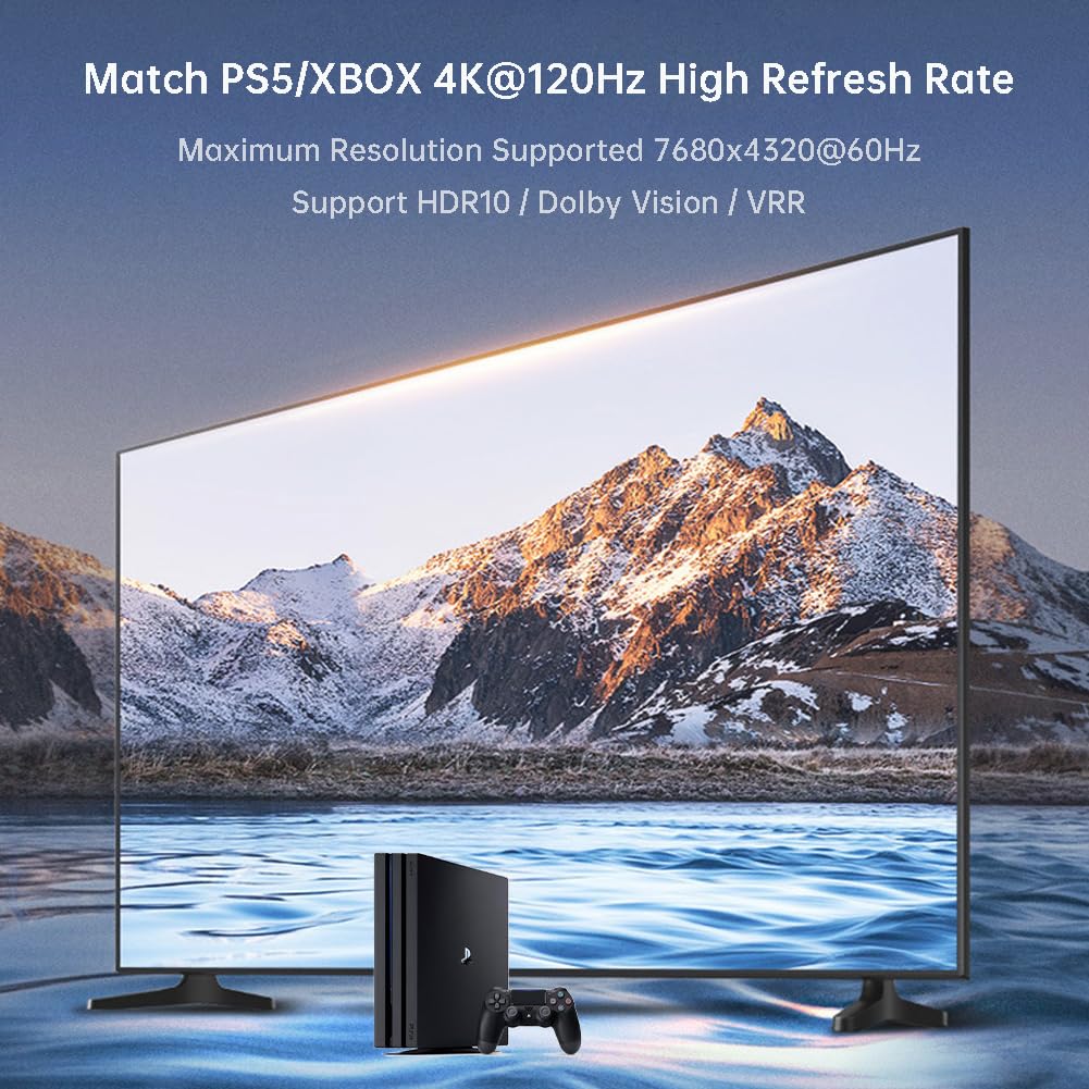 Estrattore audio HDMI 2.1 8K 4K a 120Hz/8K a 60Hz, adattatore da HDMI a ottico e audio da 3,5 mm per PS4/5, Fire Stick, altoparlanti, cuffie, lettore Blu-ray