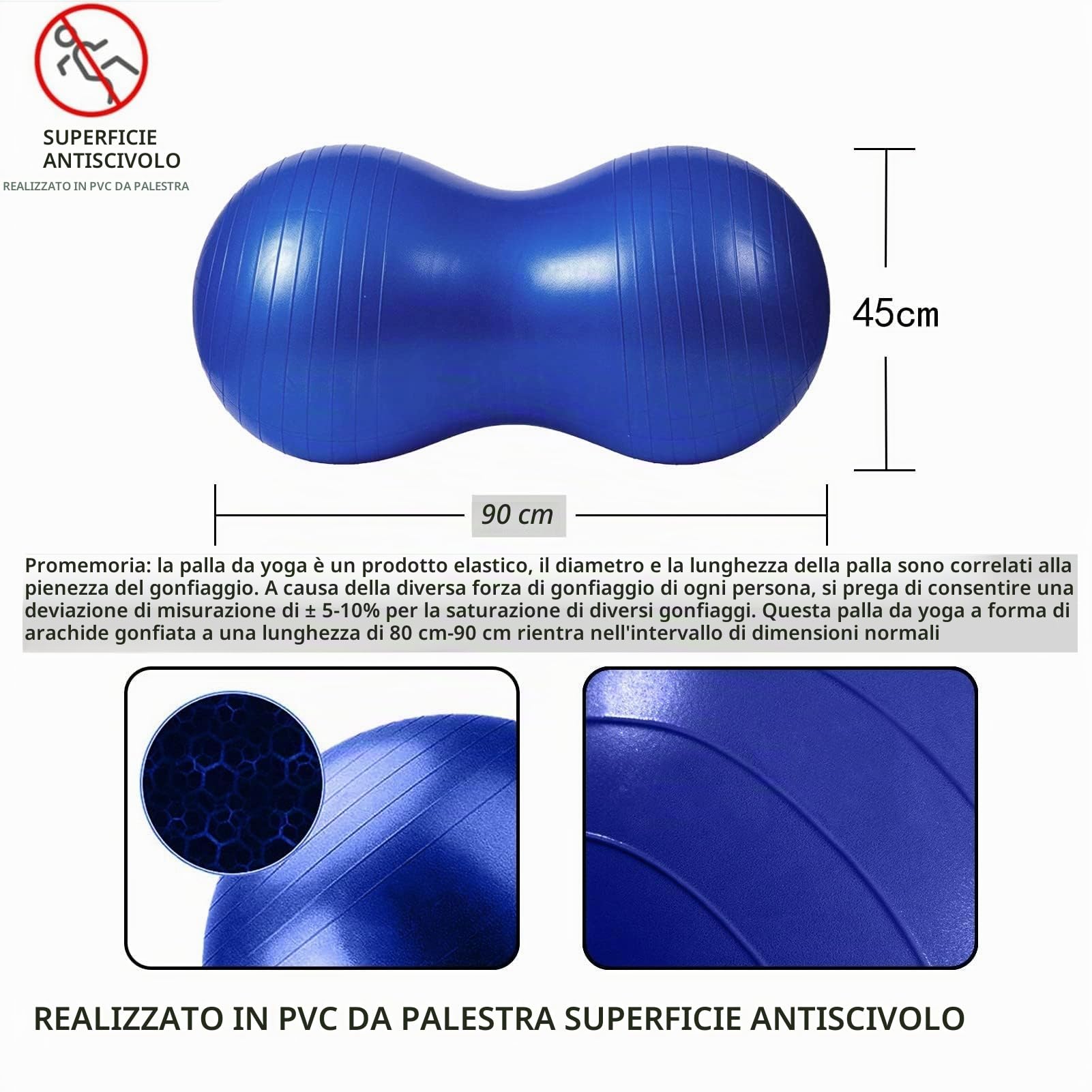 Palla di Arachidi Palla per Esercizi,Palla per Yoga,Palla per Gravidanza,Terapia Fisica,Forza del Core,Fintness in Casa e in Palestra Include Pompa,Viola/Blu/Rosa