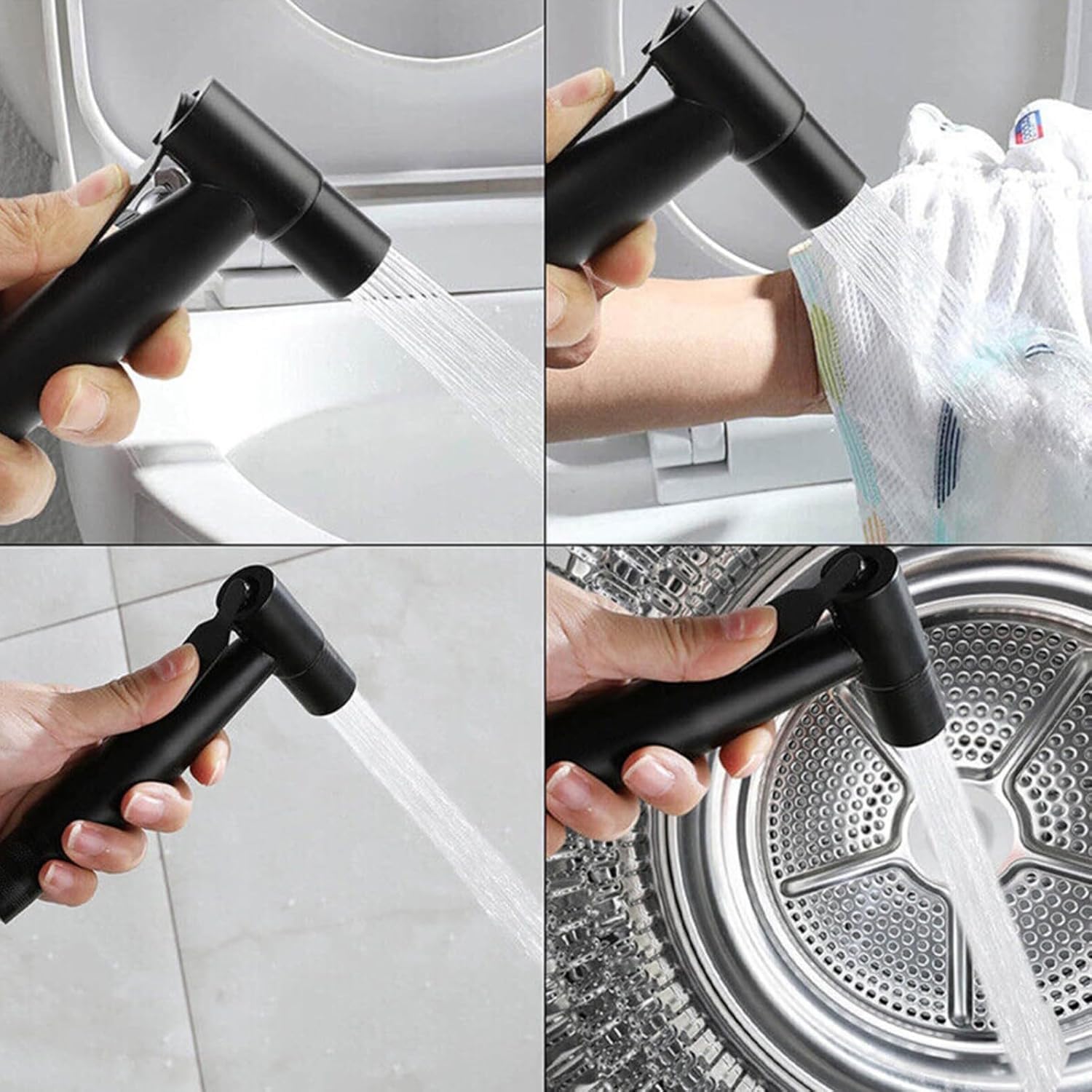 Set di Pistola A Spruzzo per Bidet Nero Opaco - Soffione Doccia Regolabile per Igiene Personale E Pulizia del Bagno