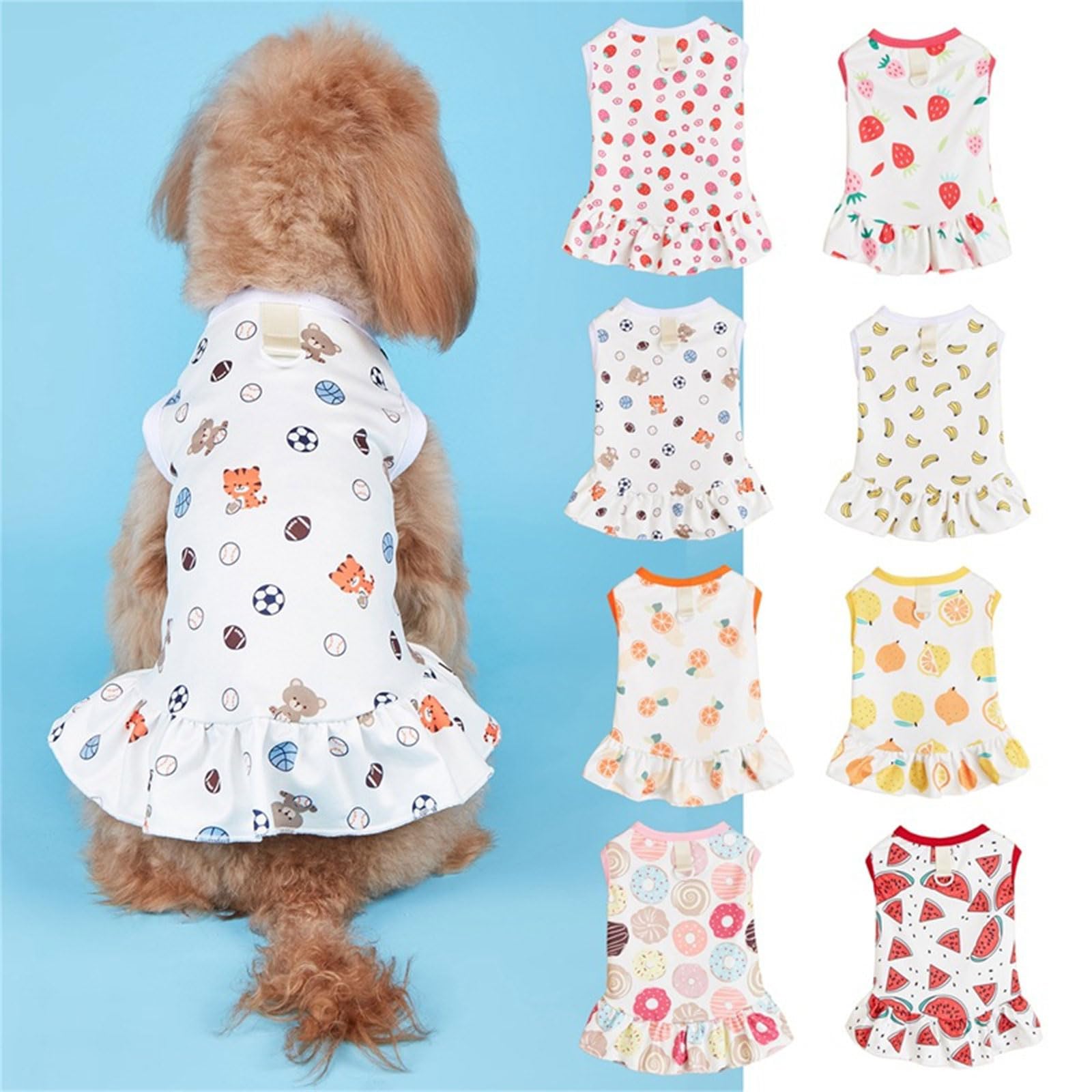 Dsgzkk Dog & Cat Skirt, Cartoon Print Dress with Traction Rings, Polyester, Large Size, Adult, Comfortable, Weather Resistant, Adjustable, Casual/Formal/Costume, Large Breeds