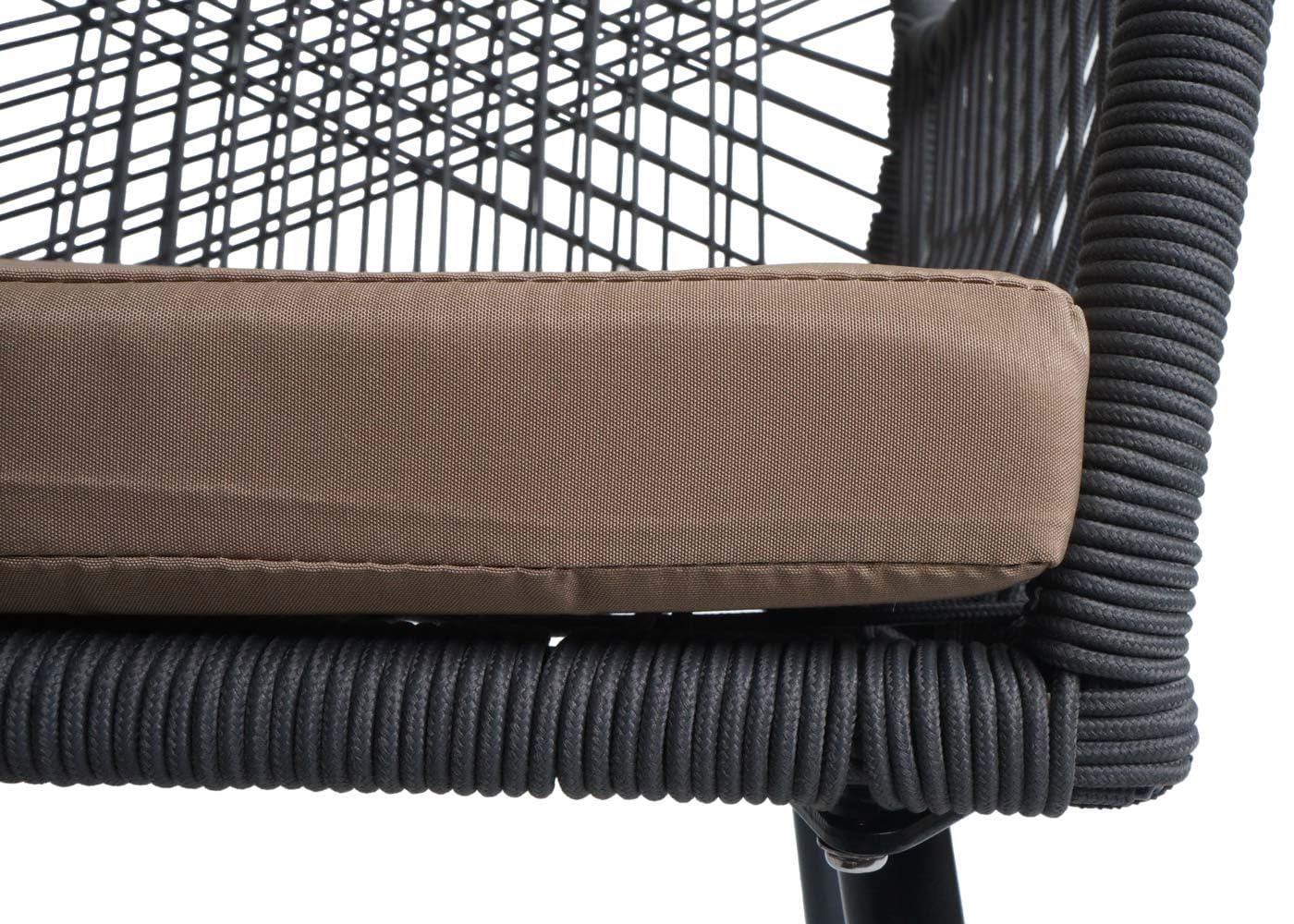 Mendler 2er-Set Gartenstuhl HWC-O12, Outdoor Sitzpolster Aluminium Seilgeflecht Rope - anthrazit, Bezug Taupe