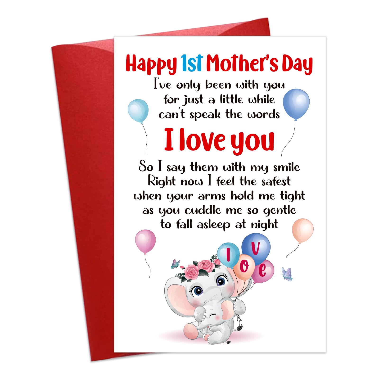 BIZIBAFF First Mothers Day Card - Happy 1st Mother's Day Card Gifts for New Mom First Time Mother 1st Mothers Day Greeting Card for Wife Daughter New