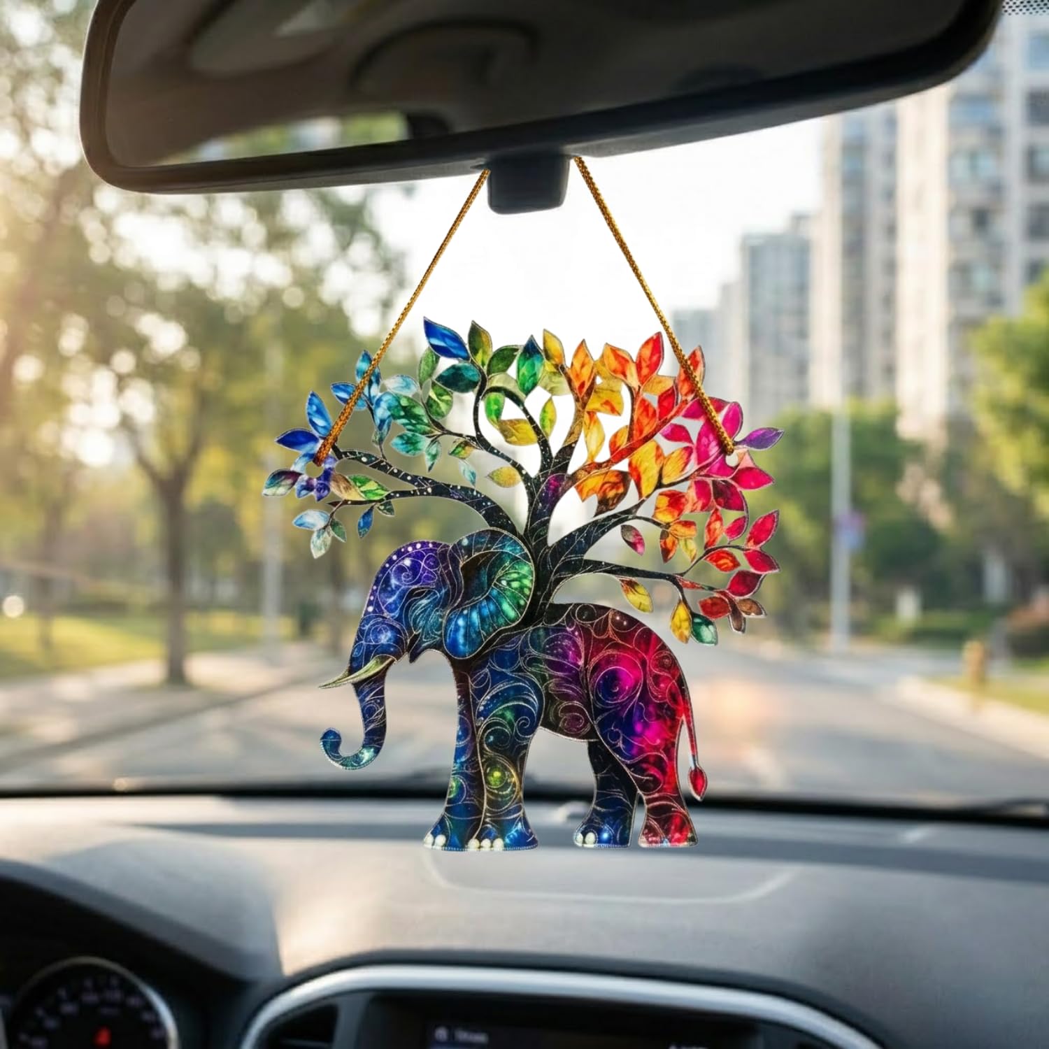 Elephant Gifts for Women Acrylic Tree Ornament - Faux Stained Glass Window Suncatcher - Best Friend Birthday Friendship Gifts for Friends Girls Bestie