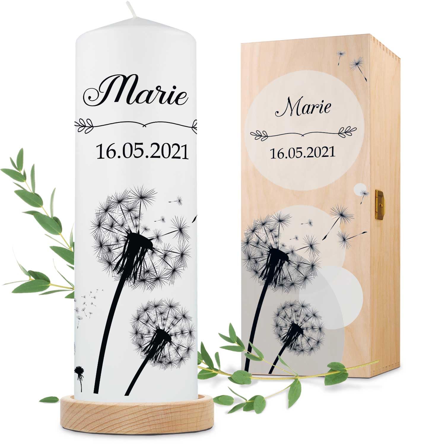 GRAVURZEILE Candela A Colonna Personalizzata Con Nome - Motivo Cuore - Bianca 250/80 Mm - Regalo Matrimonio