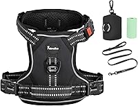 Vista 20 de Petmolico Juego de arnés para perro sin tirones, 2 correas de sujeción con asa de fácil control, chaleco reflectante para raza, arnés para perros