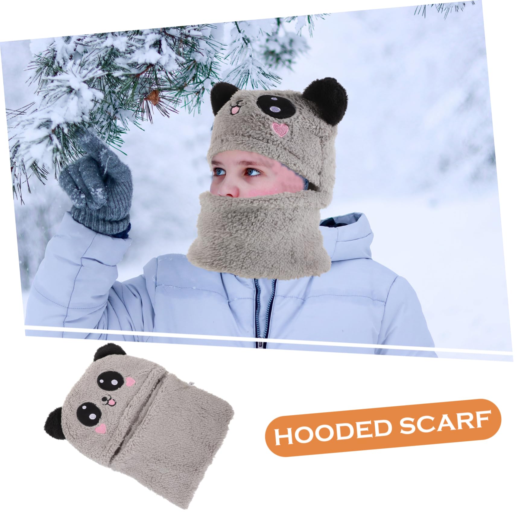 SUPVOX Cartoon Animal Ear Boys and Girls Scarf and Hat Winter Neck Warmer Set Windproof and Stylish for Toddlers Grey