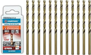 9/64 inch Cobalt Drill Bits (12Pcs), M35 HSS Metal Jobber Length Twist Drill Bit Set for Hard Metal, Stainless Steel, Iron, Copper, Aluminium, Brass, Plastic & Wood