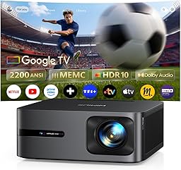 Vidéoprojecteur 4K MEMC【2200 ANSI/Google TV 14.0/Dolby 40W】 Auto Focus/Keystone WiMiUS Vidéoprojecteur de Jour 4K, Contrôle Vocal, HDR10,Rétroprojecteur WiFi Bluetooth 1080P Zoom Home Cinéma HDMI 2.1