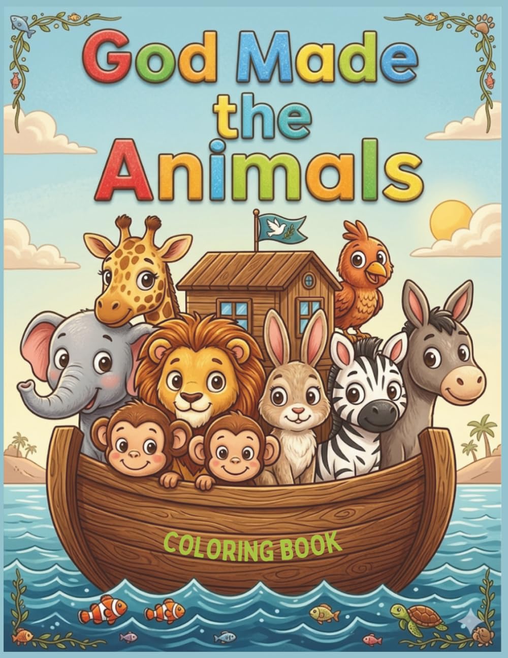 God Made The Animals Coloring Book: Christian Bold and Easy Coloring Book for Kids, Simple and Big Animal Illustrations, Faith Based Alphabet Color Activity