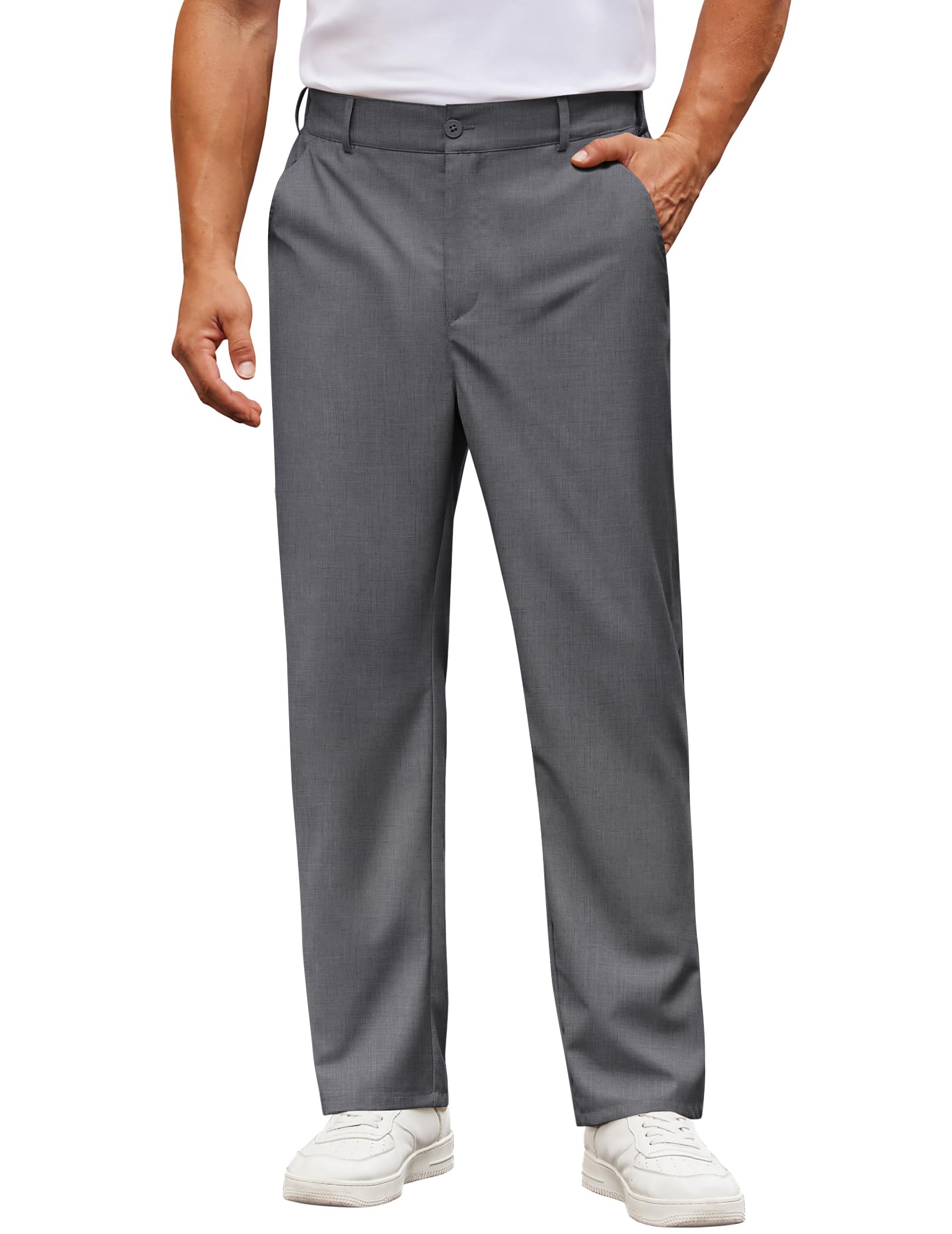 COOFANDY Mens Casual Chino Pants Classic Fit Stretch Wasit Khaki Trousers Business Casual Dress Pants