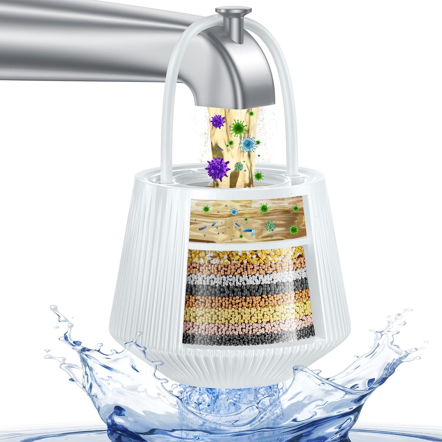 Next-Gen Bathtub Water Filter for Faucet | Removes 95% Chlorine, Lead, Fluoride & Heavy Metals | Softens Water, Hard Water Balance | Safe Bath Filter for tub, Babies, Kids & Family Skincare product image