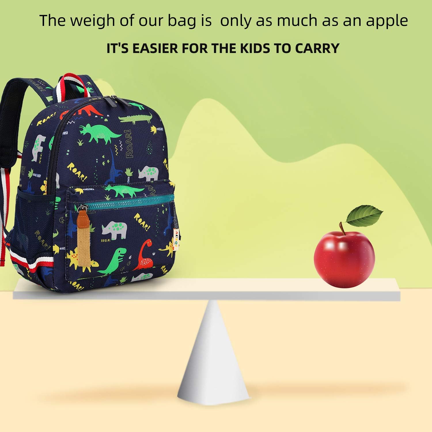 willikiva Cartoon Bus 12 Kindergarten Backpack for Kids Girls and Boys,Waterproof Preschool Toddler Backpack Wiht Leash and Safety Harness(Blue) - Image 6