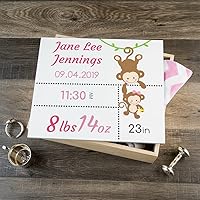 Vista 14 de Caja de recuerdo personalizada para bebé (huellas azules, regulares)