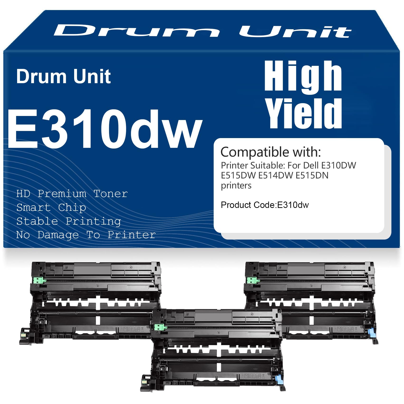 Unità tamburo WRX5T compatibile con tamburo di imaging 593-BBKE per Dell E310DW E515DW E514DW E515DN Stampanti Alta capacità: 12000 pagine,3PC-WRX5T