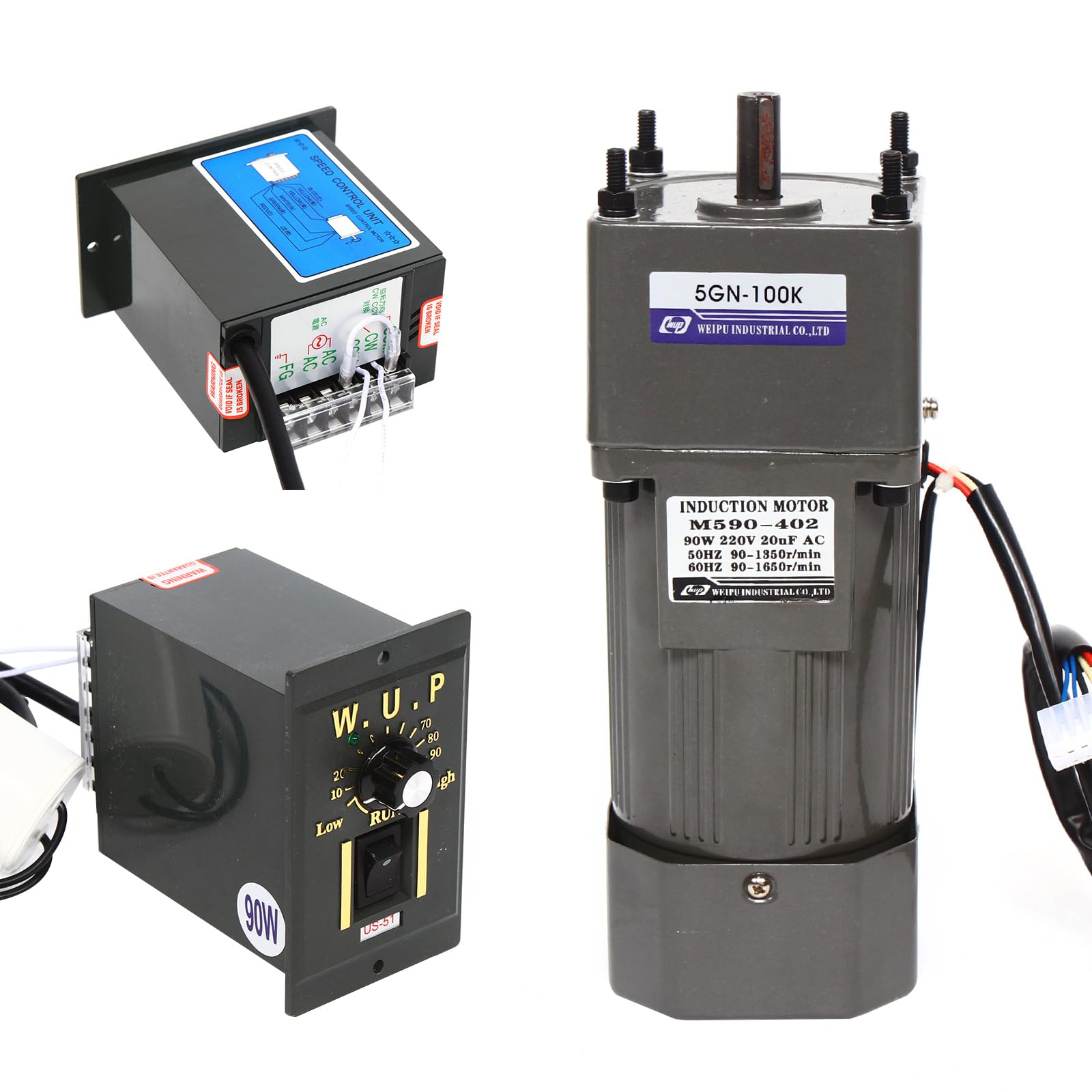 Motoriduttore, 90 W, 220 V, kit di coppia 3,8 nm, motore elettrico con cambio e regolatore di velocità (0-90 r/min)