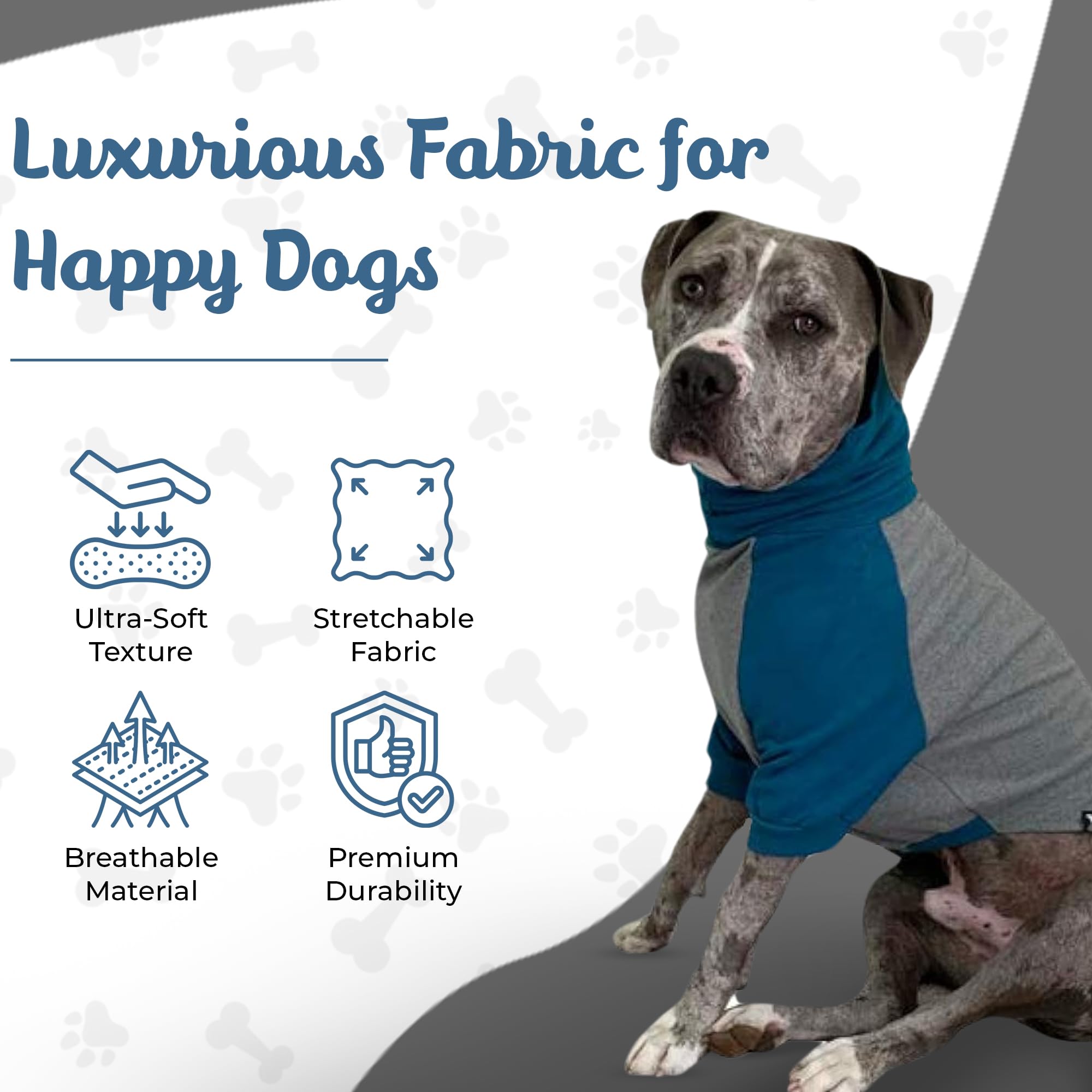 Tooth & Honey Hundepullover, Größe L, M, XL, Blaugrün/Grau