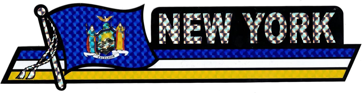 Pack of 24 New York State Flag 3"x12" Reflective Decal Bumper Sticker DCX-533