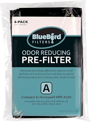 Miniatura 2 de BlueBird Filters Kit de prefiltro de carbono HRF-A200, paquete de 4, compatible con los modelos Honeywell HPA200, HPA201, HPA202, HPA204, HPA250